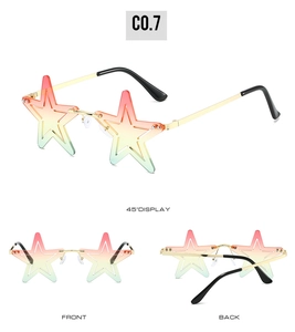 Vues détaillées de lunettes de soleil étoile sans monture avec verres dégradés colorés
