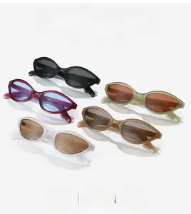 Detailed comparison of retro oval cat-eye sunglasses in five stylish assorted colors
