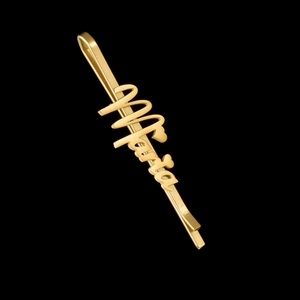 Barrette à cheveux personnalisée en acier doré avec le nom Maria et petits cœurs