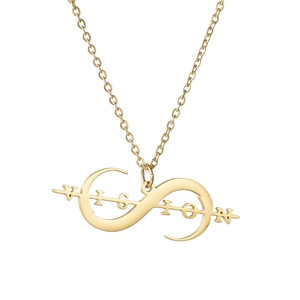 Collana in acciaio inossidabile dorato con simbolo infinito e ciondolo VISION donna