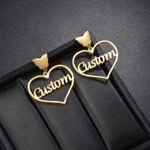 Drop Earrings 304 Stainless Steel Butterfly Heart Shape Hollow Letter Niche Design Minimalist Jewelry For Women