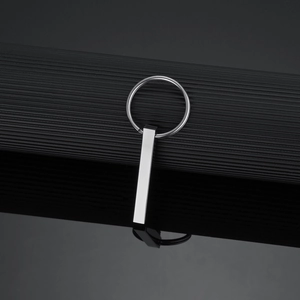 Minimalist 304 stainless steel geometric bar keychain with polished mirror finish