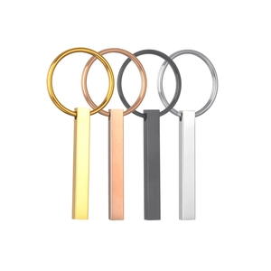 Minimalist 304 stainless steel geometric pillar keychains in gold silver and rose gold