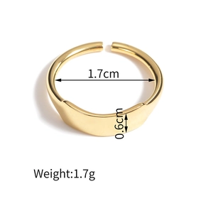 Minimalist gold geometric open ring with measurements 1.7cm diameter and 0.6cm width