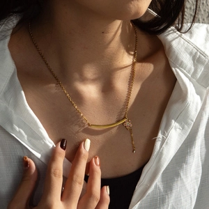 Collier Pendentif Fleur Marguerite Acier Inoxydable 316L Barre Courbée Avec Zirconia Frange Gland Bijoux Fins