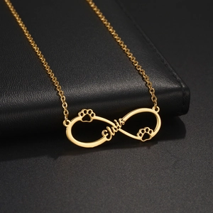 Collana Con Ciondolo In Acciaio Inossidabile Simbolo Infinito Impronta Di Zampa Lettere Gioielli Chic Minimalisti Regalo Donna