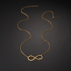 Collana infinito d'oro con nome Elois e impronte di zampe su fondo nero