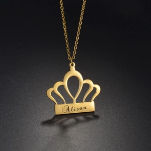 Collier Pendentif Couronne Acier Inoxydable 304 Poli Miroir Ton Or Bijoux De Mode Minimalistes Chaîne Clavicule Pour Femmes