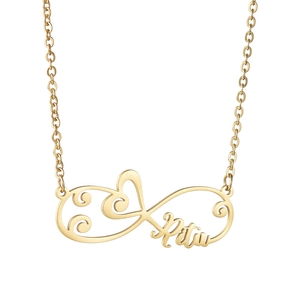 Custom gold 304 stainless steel infinity heart necklace with personalized Ritu name pendant