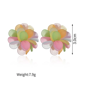 Boucles d'oreilles fleurs colorées de 3cm en acier avec pétales en résine