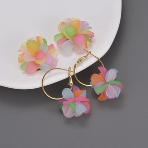 Boucles D'oreilles Fleurs 3D Colorées Femmes Tige En Acier Inoxydable Pétales En Résine Macaron Bijoux De Mode Doux