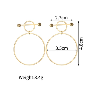 Detailed view of geometric earrings measuring 4.8cm height with size and weight specs
