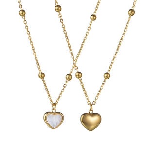 Minimalistische 18K Gold Edelstahl-Herzanhängerkette mit Perlmutt-Inlay für Damen