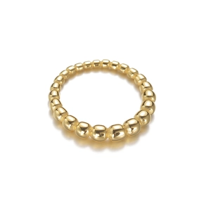 Polished gold beaded ring featuring a minimalist gradient ball design for women