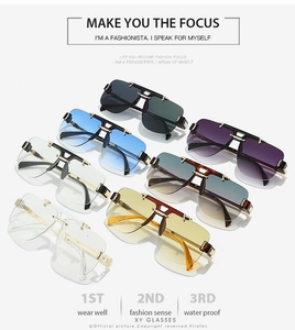 Collection of luxury semi-rimless square sunglasses with assorted gradient lenses and metal frames