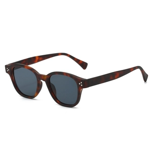 Retro tortoiseshell sunglasses with dark lenses and stylish three-dot metal rivet details