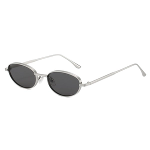Lunettes De Soleil Ovales Rétro Monture En Métal Protection UV400 Petites Lunettes Étroites Femmes Hommes Vintage