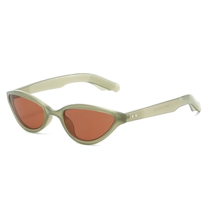 Vintage cat-eye sunglasses with translucent olive frames and amber lenses for women