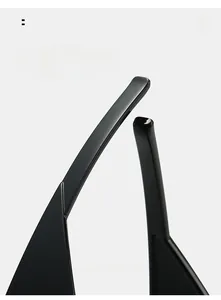 Detail of curved black glossy sunglasses legs designed for a comfortable and secure fit