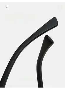 Detail of matte black curved sunglasses temples for comfortable fit and sleek design