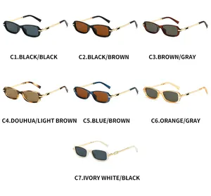 Detailed collection of vintage narrow frame sunglasses in seven assorted colors