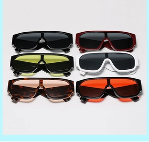 Flat top shield sunglasses set featuring oversized frames in various trendy colors