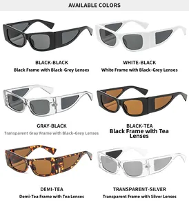 Détails de six couleurs de lunettes de soleil carrées incluant montures noires et écaillées