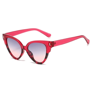 Lunettes de soleil œil de chat pour femmes avec monture écaillée rose et verres dégradés