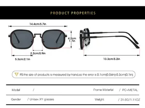 Infographie du guide des tailles montrant les dimensions des lunettes de soleil carrées
