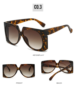 Three-angle view of oversized tortoiseshell square sunglasses with gradient brown lenses