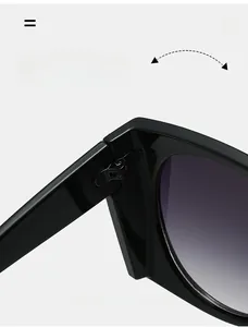 Close-up of the durable metal hinge construction on stylish black square sunglasses