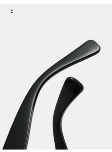Detail of curved sunglasses legs designed for comfortable wear and stylish black finish
