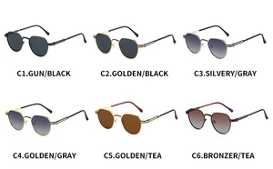 Comparaison détaillée de lunettes de soleil vintage en métal en six couleurs de verres