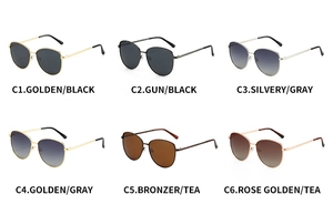 Collection de six lunettes de soleil classiques en métal avec divers coloris de verres