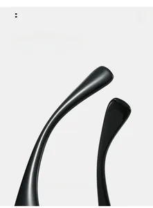 Macro shot of curved black glossy temple arms for Y2K hip hop sunglasses