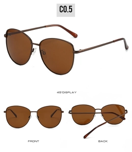 Vues détaillées sous plusieurs angles de lunettes de soleil marron à monture métallique