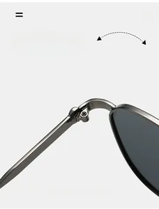 Détail de la charnière métallique durable d'une lunette de soleil pilote minimaliste