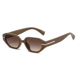 2025 Trendy irregular geometric sunglasses with brown gradient lenses and silver accents