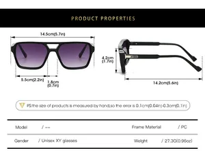 Guide des tailles pour lunettes de soleil punk avec dimensions de la monture
