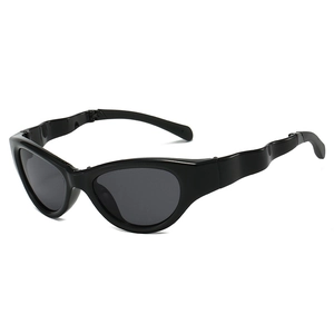 Occhiali Da Sole Gatto Da Donna Montatura PC Lente TAC Protezione UV Pieghevole Moda Aste Ondulate Stile Streetwear