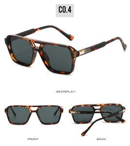 Vue détaillée de lunettes de soleil punk en écaille avec verres gris sous plusieurs angles