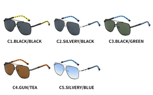 Five assorted men's aviator sunglasses with dual-bridge frames and striped temple details