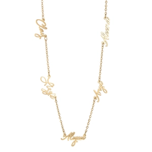 Collier prénom personnalisé en acier inoxydable 304 doré avec plusieurs plaques nominatives