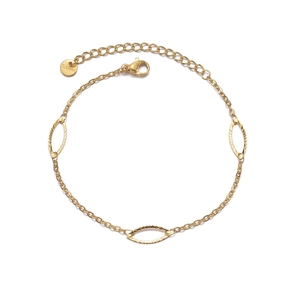 Minimalist 14K gold plated stainless steel bracelet with oval hollow geometric links