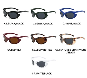 Detailed collection of retro cat-eye sunglasses in seven assorted color frames and lenses