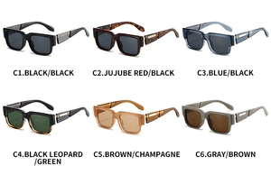Detailed grid view showcasing six stylish color variants of square retro sunglasses