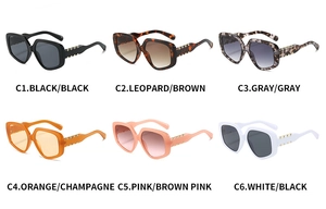Multi-color collection of oversized square sunglasses with metal chain temple details