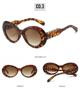 Vues détaillées multi-angles de lunettes de soleil ovales en écaille avec détails dorés