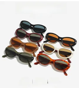 Detail of vintage oval sunglasses frame texture in six different stylish colors