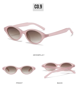 Detailed views showing pink cat eye frames and gradient brown lenses from multiple angles